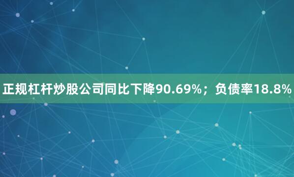 正规杠杆炒股公司同比下降90.69%；负债率18.8%